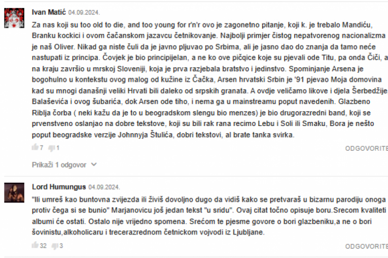 Neki od komentara na portalu Index.hr