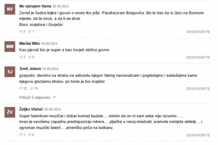 Neki od komentara na portalu Index.hr