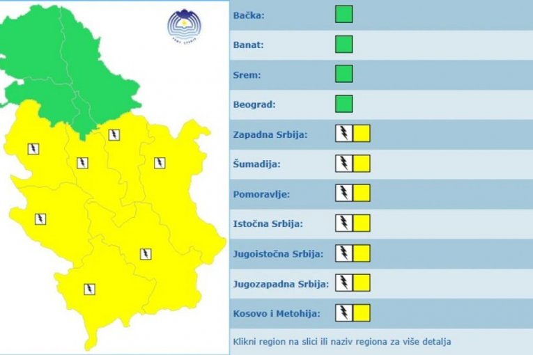 Meteoalarm za 12. septembar