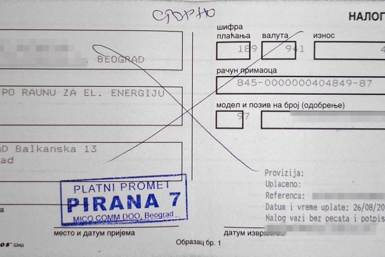 Uplatnice koje nisu prosleđene