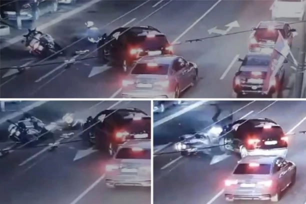 EVO U KAKVOM JE STANJU POLICAJAC NA KOG JE NALETELO VOZILO N1: Policijski službenik preleteo preko motocikla (FOTO)