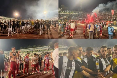 FUDBALERI ZVEZDE SLAVILI, A PARTIZANA TUGOVALI: Evo kako su izgledali momenti neposredno nakon završetka derbija! (FOTO)