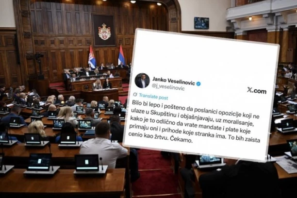 BILO BI POŠTENO KADA BI VRATILI I PLATE I MANDATE! Janko Veselinović oštro udario po poslanicima koji bojkotuju Skupštinu