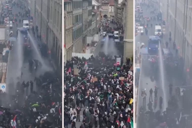 VELIKI BROJ POVREĐENIH I UHAPŠENIH! Haos u Švajcarskoj! VODENIM TOPOVIMA, SUZAVCIMA I GUMENIM MECIMA NA DEMONSTRANTE (FOTO,VIDEO)