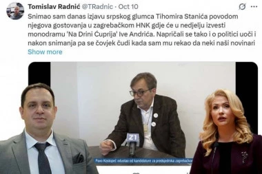 GLUMAC STANIĆ VELIKI DOMOLJUB! Opalio po Srbima, divi se Hrvatima!