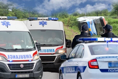 PREVRNUO SE AUTOBUS KOD UBA! Ima više povređenih - VOZAČ IZGUBIO KONTROLU I SLETEO!