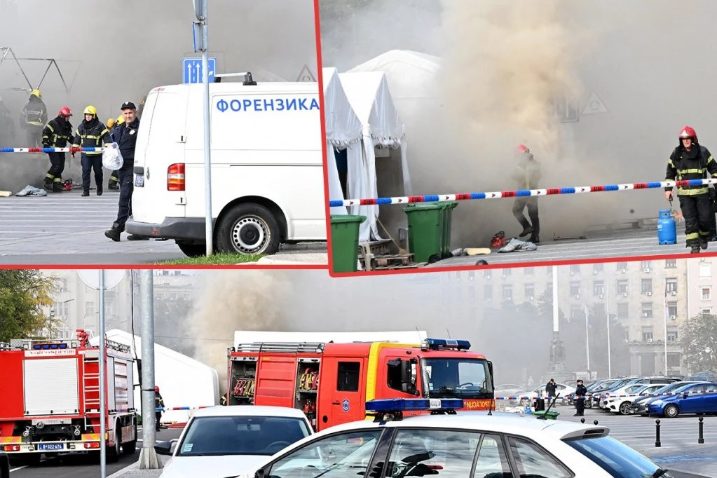 REPUBLIKA NA LICU MESTA! Širi se požar ispred Narodne skupštine, vatrogasci pokušavaju da obuzdaju vatru! (FOTO, VIDEO)