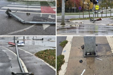 PRVE SLIKE S MESTA NESREĆE KOD KULE WEST 65! Delovi automobila rasuti pored puta, bandera slomljena, znakovi popadali! (FOTO, VIDEO)