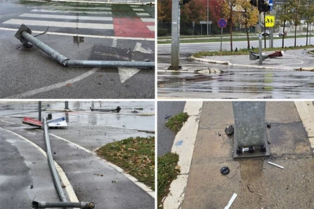 PRVE SLIKE S MESTA NESREĆE KOD KULE WEST 65! Delovi automobila rasuti pored puta, bandera slomljena, znakovi popadali! (FOTO, VIDEO)