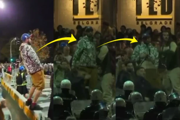 SKANDALOZNI ISPAD ISPRED SKUPŠTINE! Blokader se obnažio pred masom! Šok snimak se širi mrežama! (VIDEO)