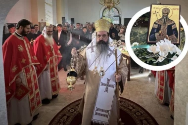 U MILOŠEVCU ZASIJALA SVETLOST NEMANJIĆA: Odežda Svetog kralja Milutina stigla u Hram Svetog Simeona Stolpnika