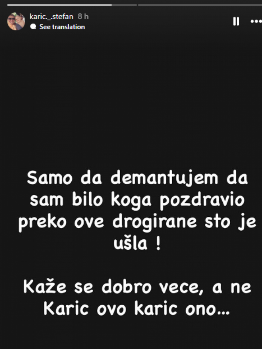 KARIĆEVO ZAKUCAVANJE SOFIJE JANIĆIJEVIĆ: Hitno morao da reaguje, objavio ŠOK-PORUKU! (FOTO)