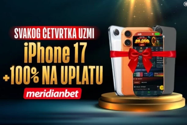 MERIDIAN POKLANJA! Svakog četvrtka UZMI iPhone 17 i 100% VIŠE BONUSA