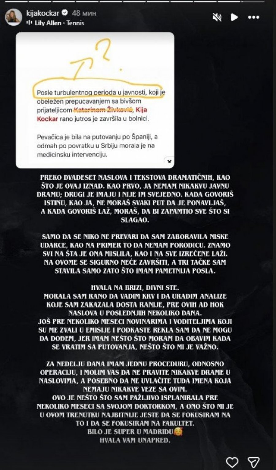 NISAM ZAVRŠILA S KAĆOM ŽIVKOVIĆ! Hitno oglašavanje Kije Kockar iz bolnice!