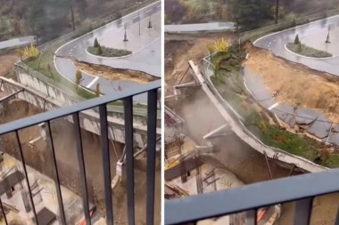 UHAPŠEN BAHATI INVESTITOR IZ KRAGUJEVCA! Zidao bez građevinske dozvole, pa se obrušili potporni zidovi i deo pristupne saobraćajnice! (VIDEO)