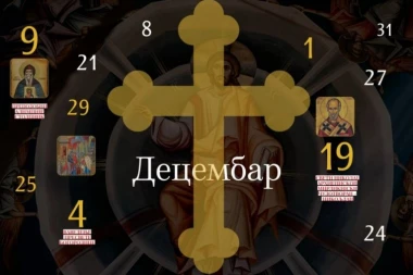 CRKVENI KALENDAR ZA DECEMBAR 2025.