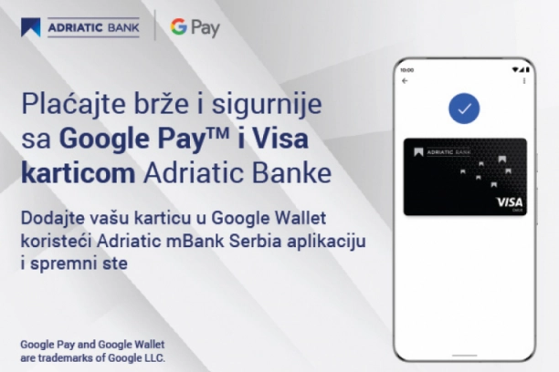 ADRIATIC BANKA OMOGUĆILA GOOGLE PAY OPCIJU SVOJIM KLIJENTIMA