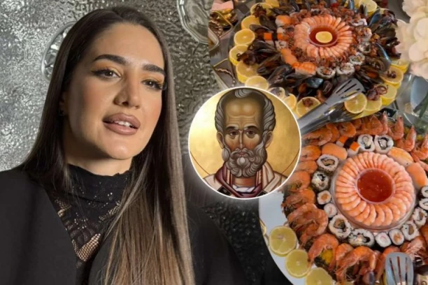 UMESTO SARME I SLAVSKOG KOLAČA - SUŠI, ŠKOLJKE I RAKOVI! Anđela Đuričić čestitala Nikoljdan, đakonije na trpezi PODELILE JAVNOST! (VIDEO)