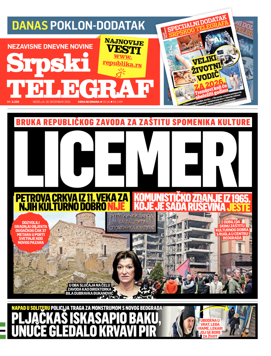 Srpski telegraf naslovna strana