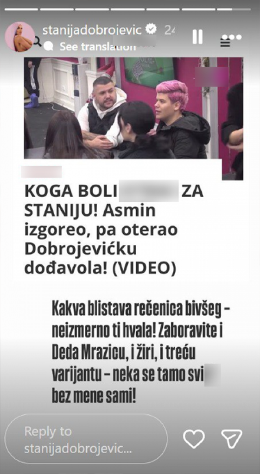 PODIVLJALA STANIJA ODBIJA DA DOĐE NA PINK! Dostavljen joj šok-snimak Asmina, ne želi da ga vidi posle ovoga!