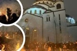 VERNICI U VELIKOM BROJU PRISTIŽU ISPRED HRAMA SVETOG SAVE: Badnjak zapaljen, sve spremno za ponoćnu liturgiju (FOTO, VIDEO)