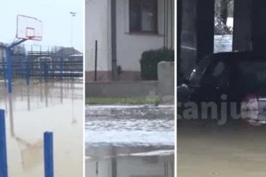 DOMAĆINSTVA U OVOM DELU SRBIJE POD VODOM! Izlila se reka i napravila pakao, poplavljeno i dvorište osnovne škole (VIDEO)