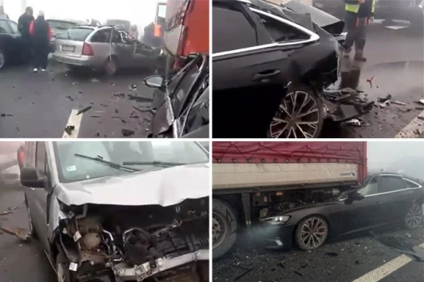 VOZILA SMRSKANA, AUTOMOBIL ZAGLAVLJEN ISPOD KAMIONA! Težak lančani sudar kod tunela Munjino brdo! (VIDEO)