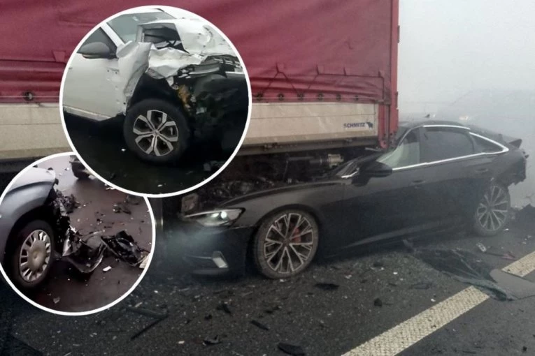 STRAVIČNE SLIKE KOD TUNELA "MUJINO BRDO"! Audi završio ispod kamina, od auta ostala samo zgužvana olupina! STRAHUJE SE DA IMA MRTVIH! (FOTO, VIDEO)