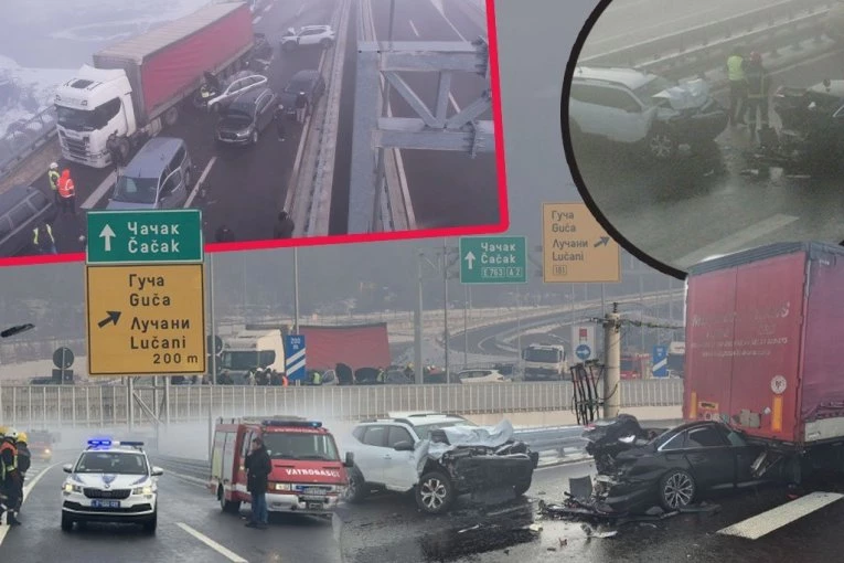 STRAVIČAN SNIMAK IZ DRONA NAKON NESREĆE KOD MUNJINOG BRDA! Vozila havarisana, Hitna pomoć na licu mesta, šleper poprečen u dve trake! (VIDEO)