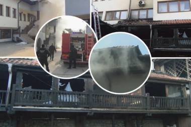 PRVE SLIKE STRAVIČNOG POŽARA U NOVOM PAZARU! Izgoreo deo objekta Islamske zajednice! (FTO)