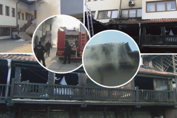 PRVE SLIKE STRAVIČNOG POŽARA U NOVOM PAZARU! Izgoreo deo objekta Islamske zajednice! (FTO)