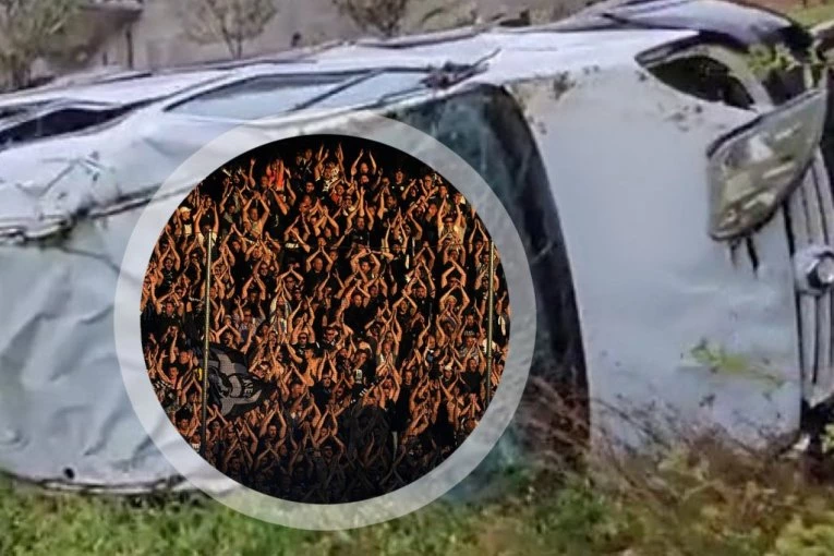 UZNEMIRUJUĆI SNIMAK! Vozilo razneto u blizini granice sa Srbijom - POGINULO SEDAM NAVIJAČA (VIDEO)