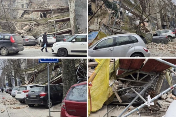 CELA ULICA POD NAPONOM - SKELA PALA NA TRAMVAJSKU ŽICU! Novi detalji drame u ulici Džordža Vašingtona - HITNA POMOĆ I VATROGASCI PRERAŽUJU RUŠEVINE! (FOTO, VIDEO)