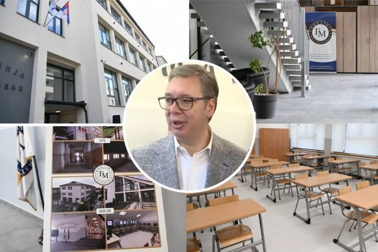 BRINEMO O DECI, O SVIM LJUDIMA, I REŠAVAMO PROBLEME: Predsednik Vučić obilazi rekonstruisanu gimnaziju u Mladenovcu! (FOTO, VIDEO))