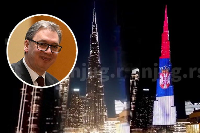 BURJ KHALIFA, THE TALLEST BUILDING IN THE WORLD, IN THE COLORS OF THE SERBIAN FLAG! Vučić: Thank you, dear friends! (PHOTO, VIDEO)