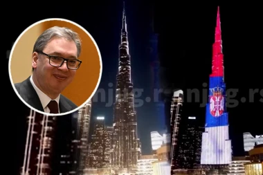BURDŽ KALIFA, NAJVIŠA ZGRADA NA SVETU, U BOJAMA SRPSKE ZASTAVE! Vučić: Hvala, dragi prijatelji! (FOTO, VIDEO)