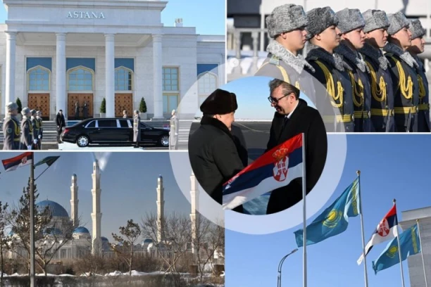 ASTANA OKIĆENA SRPSKIM TROBOJKAMA U VUČIĆEVU ČAST! Predsednik dočekan uz sve počasti (FOTO)