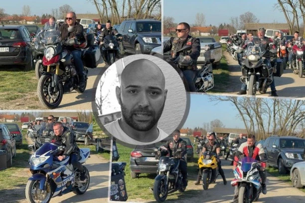 ZAGRMELI MOTORI ZA DRAGANA! Potresne scene u Brestaču: Kolona bajkera stigla ispred crkve, stotine ljudi u suzama ispraća brata Darka Lazića!