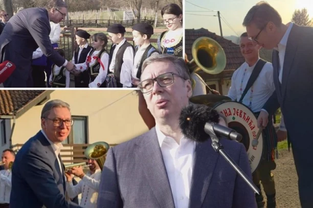 TRI KILOMETRA ASFALTA ZA SLAVICU! Trubači i slavlje u Kotraži: Pogledajte kako su Dragačevci dočekali Vučića (VIDEO)