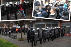 BLOKADERI OPKOLILI PROSTORIJE SNS! I u Crvenki prave HAOS - kordon policije čuva stranačku kancelariju, oni ih napadaju! (FOTO, VIDEO)