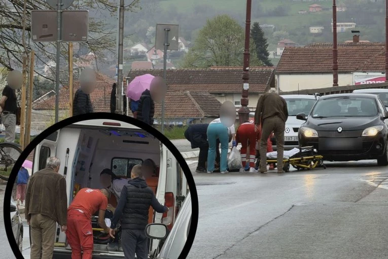 TEŠKA NESREĆA U CENTRU ČAČKA! Oboren pešak u blizini mosta, Hitna pomoć na licu mesta! (FOTO)