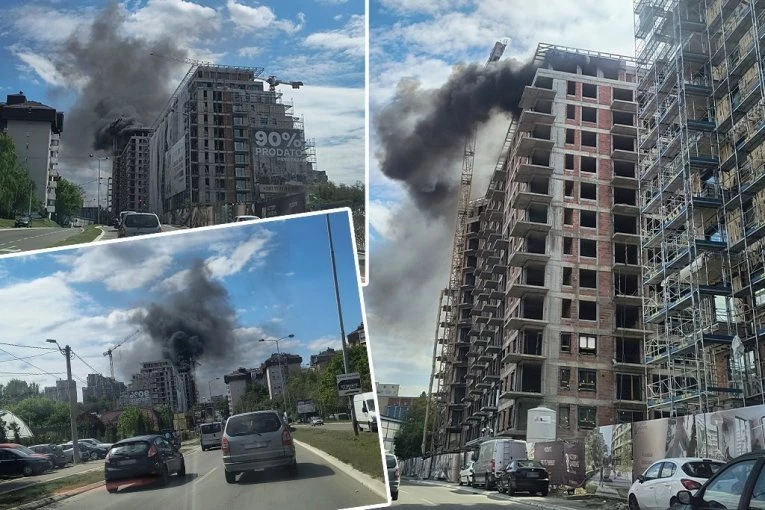 VELIKI POŽAR NA ČUKARIČKOJ PADINI! Gori gradilište! (FOTO)