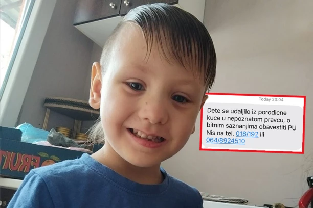 AKTIVIRAO SE SISTEM "PRONAĐI ME" ZBOG MALOG DENISA IZ NIŠA! Građanima stižu poruke: "Dete se udaljilo iz porodične kuće..." (FOTO)
