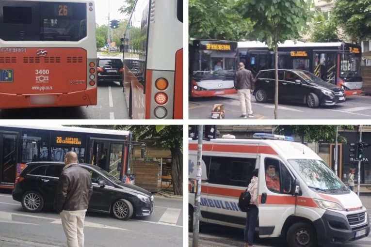 SILOVIT UDES U CENTRU BEOGRADA! Sudarili se autobus i automobil - SAOBRAĆAJ U PREKIDU! (VIDEO)