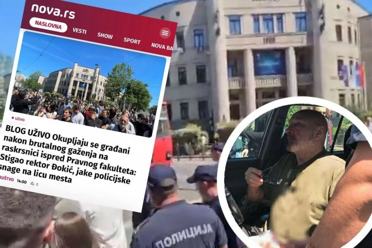 BLOKADERSKA BANDA UMISLILA DA MOŽE DA DELI PRAVDU! Hoće da linčuju vozača, šiklja krv na sve strane - NASTAVLJENA DRAMA ISPRED PRAVNOG FAKULTETA! (FOTO)