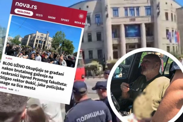 BLOKADERSKA BANDA UMISLILA DA MOŽE DA DELI PRAVDU! Hoće da linčuju vozača, šiklja krv na sve strane - NASTAVLJENA DRAMA ISPRED PRAVNOG FAKULTETA! (FOTO)