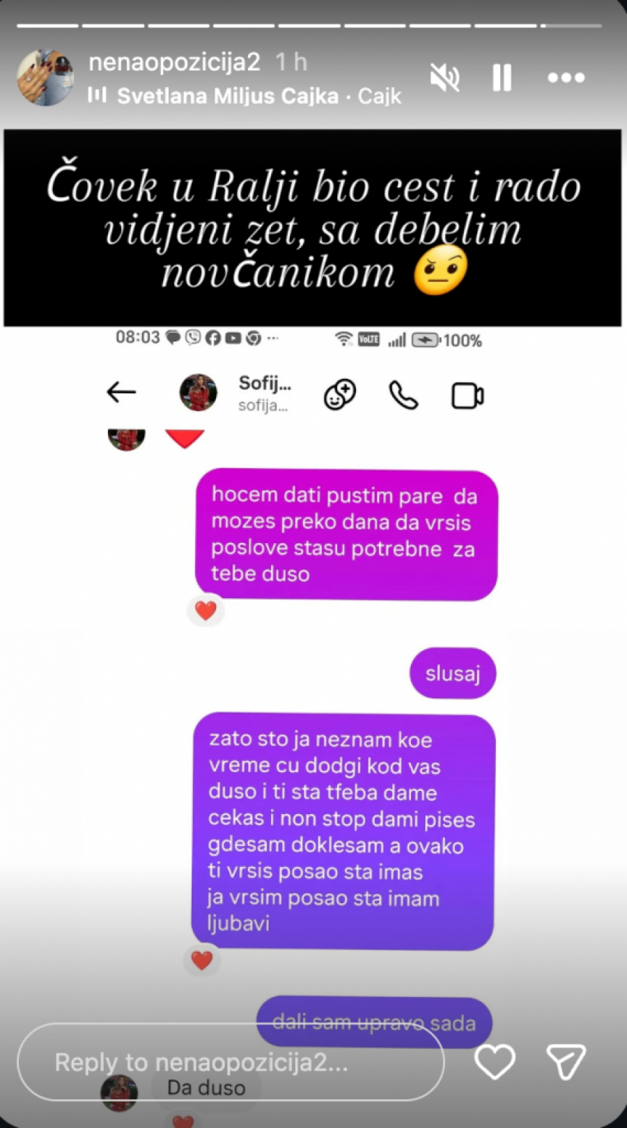 ISPLIVALE NOVE PREPISKE TETOVKE I DEDA DANETA! Čičko-paričko besan ka ris na Sofiju! OD ČIKE TRAŽILA PREVIŠE! (FOTO)