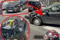 JEZIVA NESREĆA U CENTRU BEOGRADA! Auto pokosio dva motocikla, tri osobe povređene! (FOTO, VIDEO)