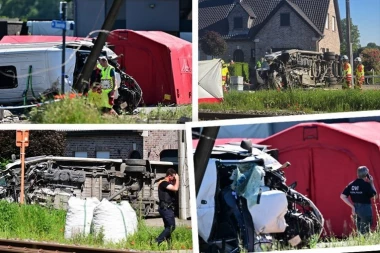 PRVE SLIKE JEZIVOG SUDARA ŠKOLSKOG BUSA I VOZA! Spasioci izvlače povređene: Čuo sam kako deca vrište i plaču, IMA MRTVIH! (FOTO, VIDEO)