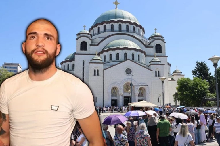 VELJKO RAŽNATOVIĆ MEĐU HILJADAMA VERNIKA ISPRED HRAMA SVETOG SAVE: Satima čekao da se pokloni Časnom pojasu Presvete Bogorodice
